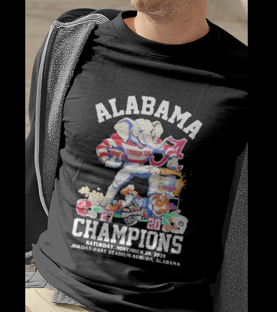 Alabama Crimson Tide Iron Bowl 2025 Champions Vs LSU Tigers 27-20 November 29 Jordan-Hare Stadium T-Shirt