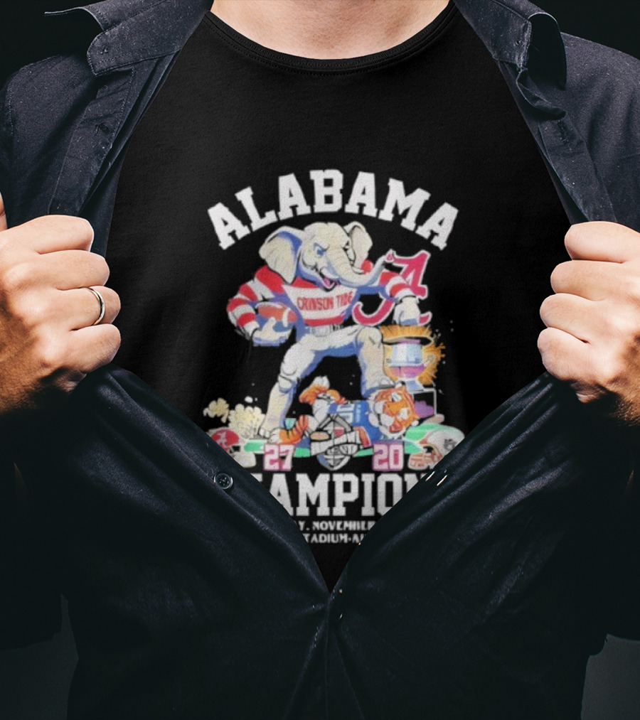Alabama Crimson Tide Iron Bowl 2025 Champions Vs LSU Tigers 27-20 November 29 Jordan-Hare Stadium T-Shirt