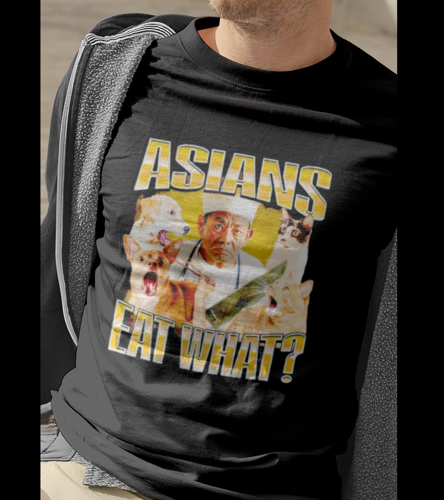 Asians Eat What Chef With Knife And Surprised Cats T-Shirt