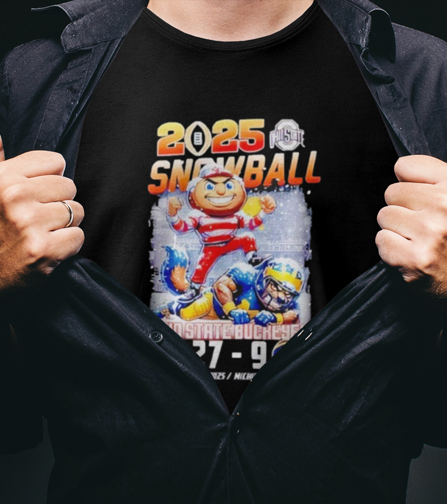 Ohio State Buckeyes 2025 Snowball Champions 27-9 Mascot Victory T-Shirt