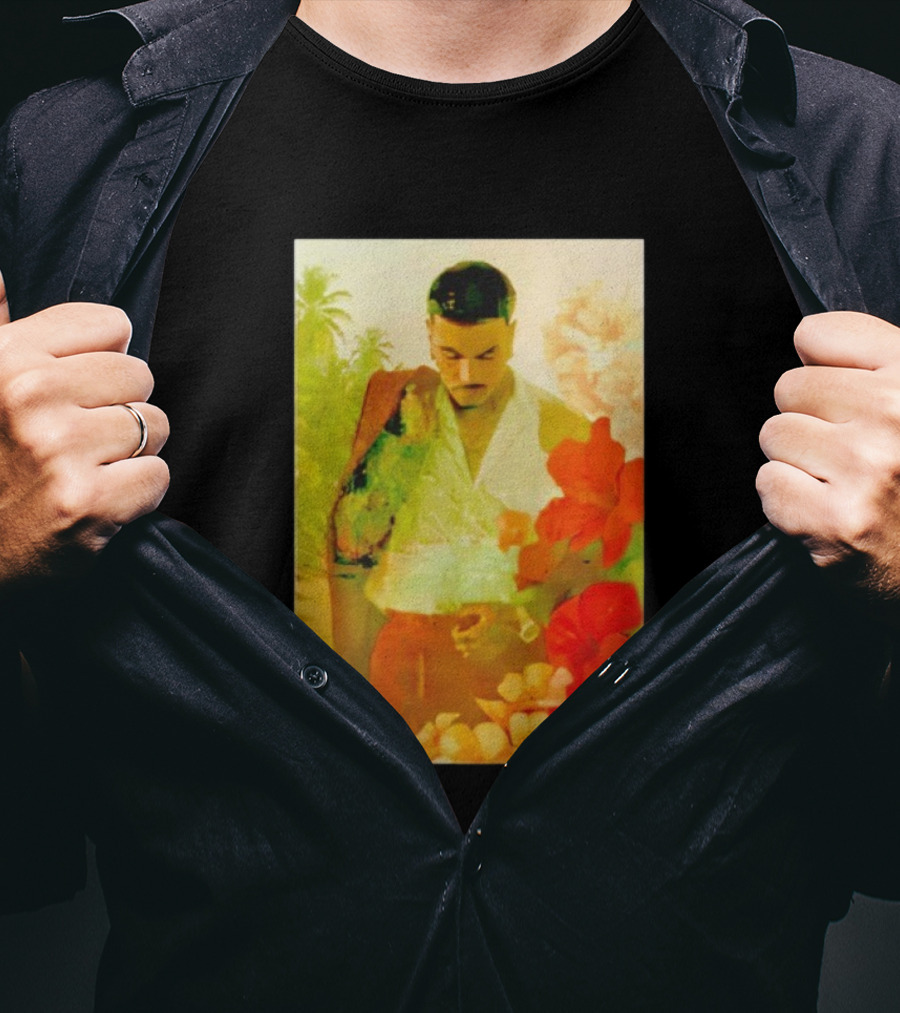 Rauw Alejandro Tropical Floral Portrait With Suit And Flowers T-Shirt