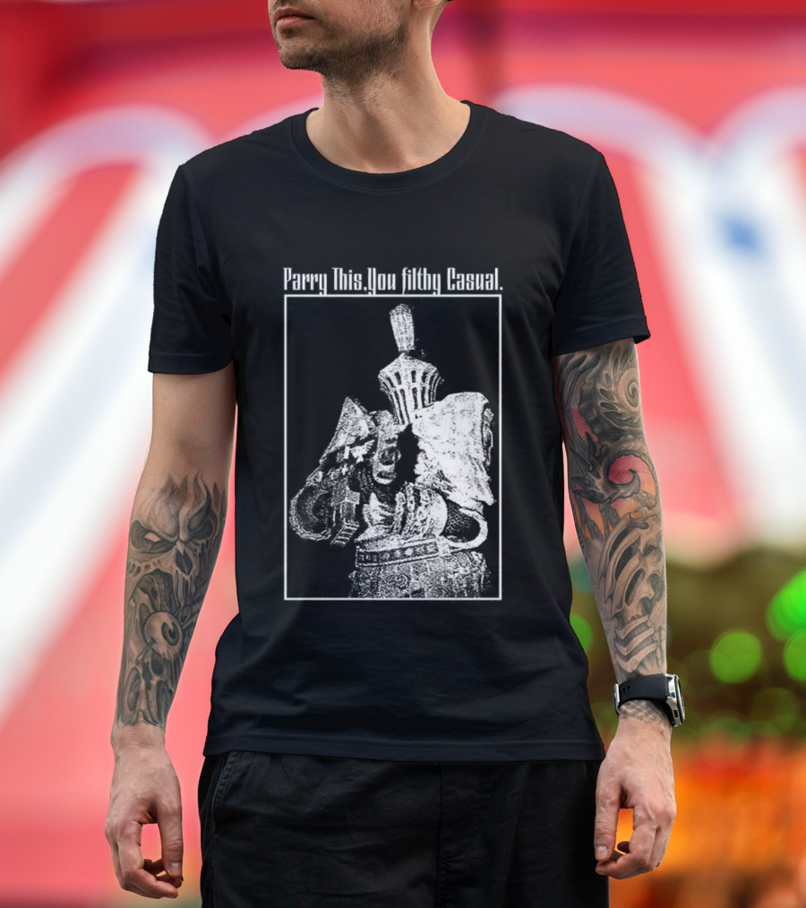 Parry This You Filthy Casual Knight With Gun Retro Style T-Shirt