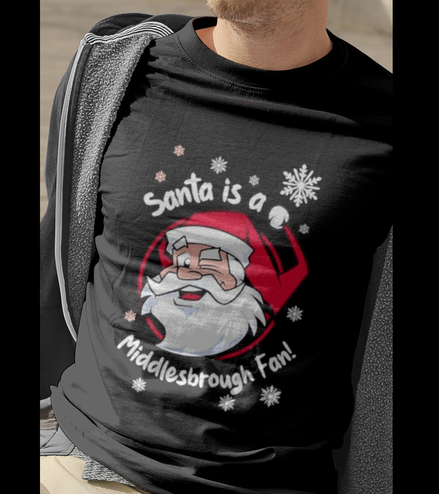 Santa Is A Middlesbrough Fan Christmas Snowflakes T-Shirt
