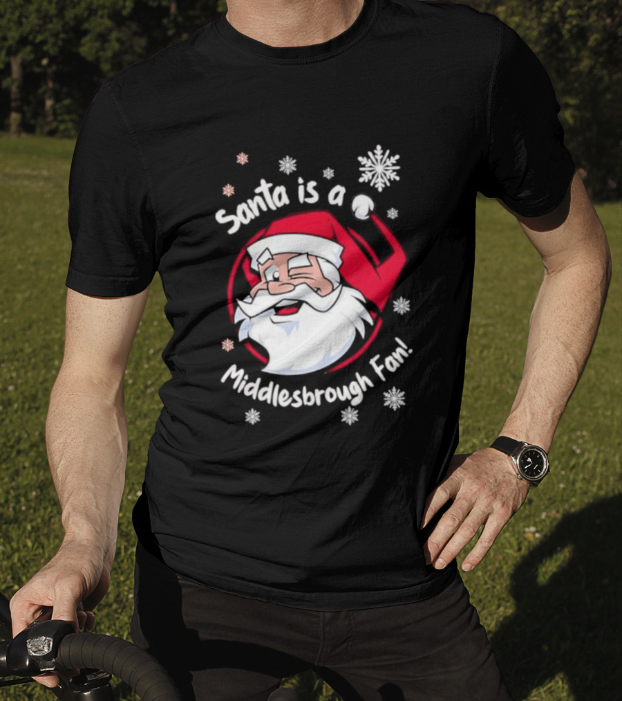 Santa Is A Middlesbrough Fan Christmas Snowflakes T-Shirt