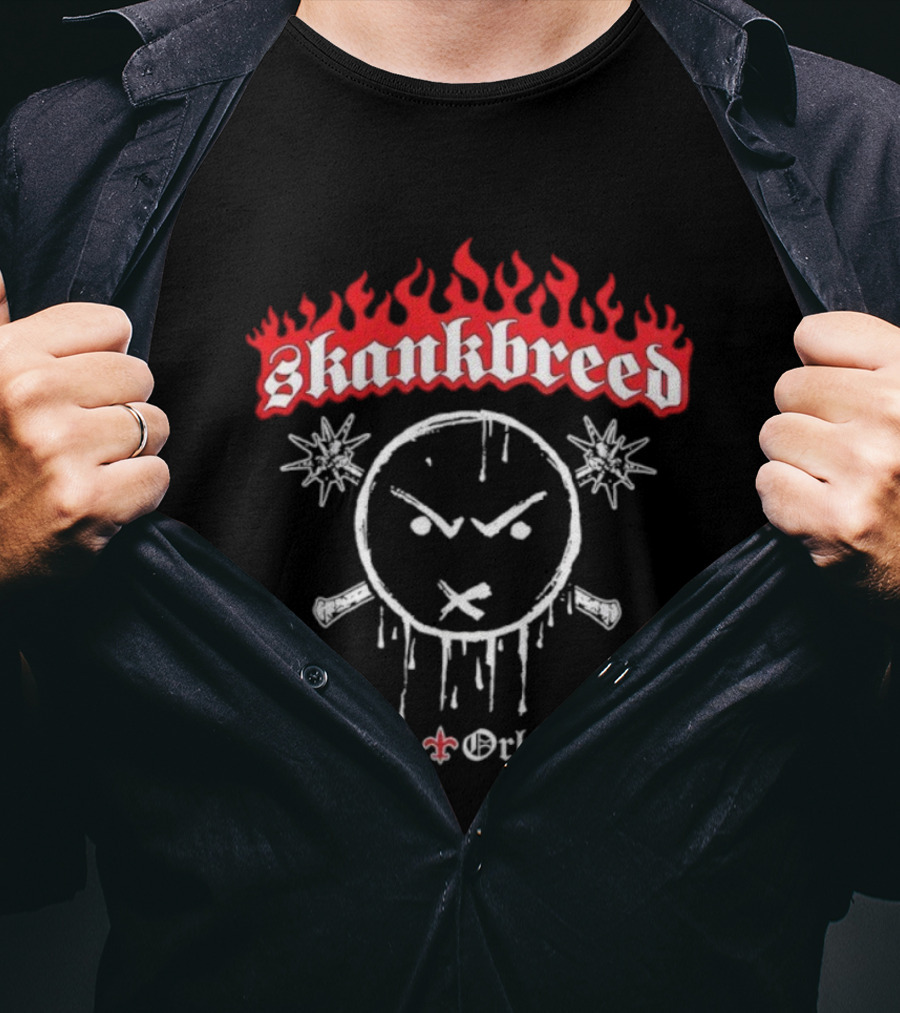 Skankbreed New Orleans Flames And Skull Icon Fleur-de-Lis T-Shirt