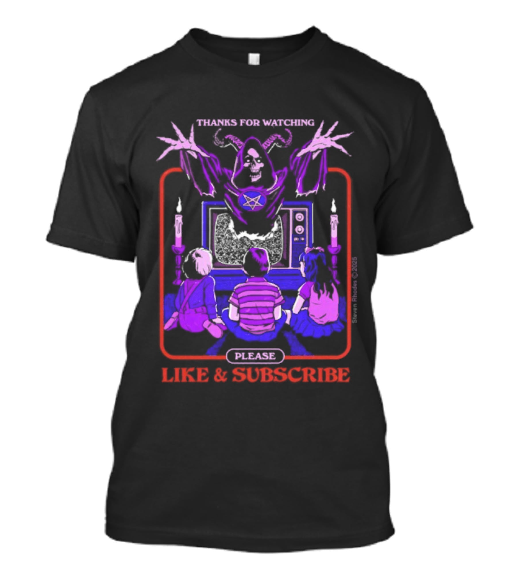 Thanks For Ing Please Like And Subscribe Live Retro Horror TV Scene With Ghastly Figure T-Shirt