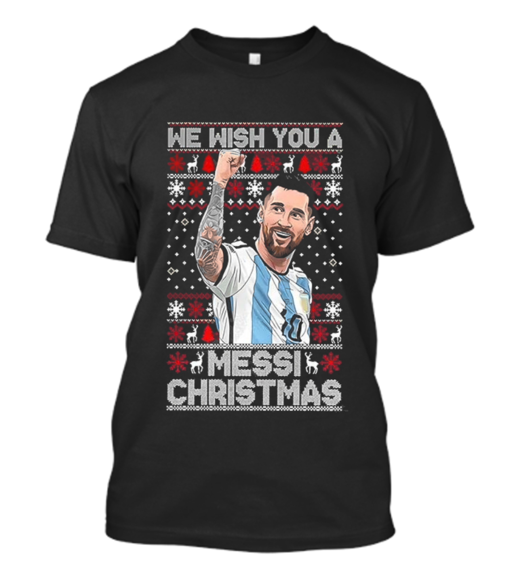 We Wish You A Messi Christmas Goat Number 10 Ugly Xmas T-Shirt