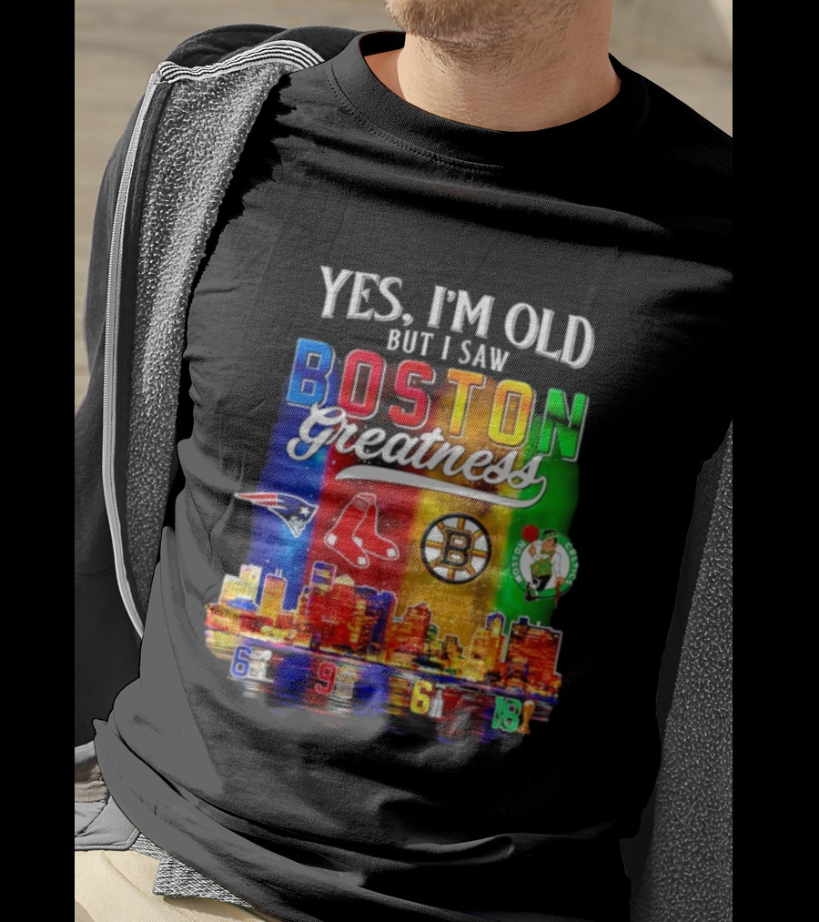 Boston Greatness Patriots Red Sox Bruins Celtics Skyline T-Shirt