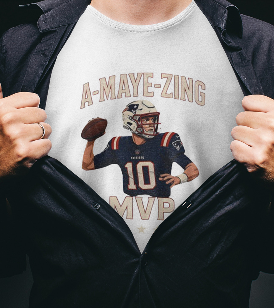 A Maye Zing Drake Maye New England Patriots MVP 2025 Iconic Number 10 T-Shirt