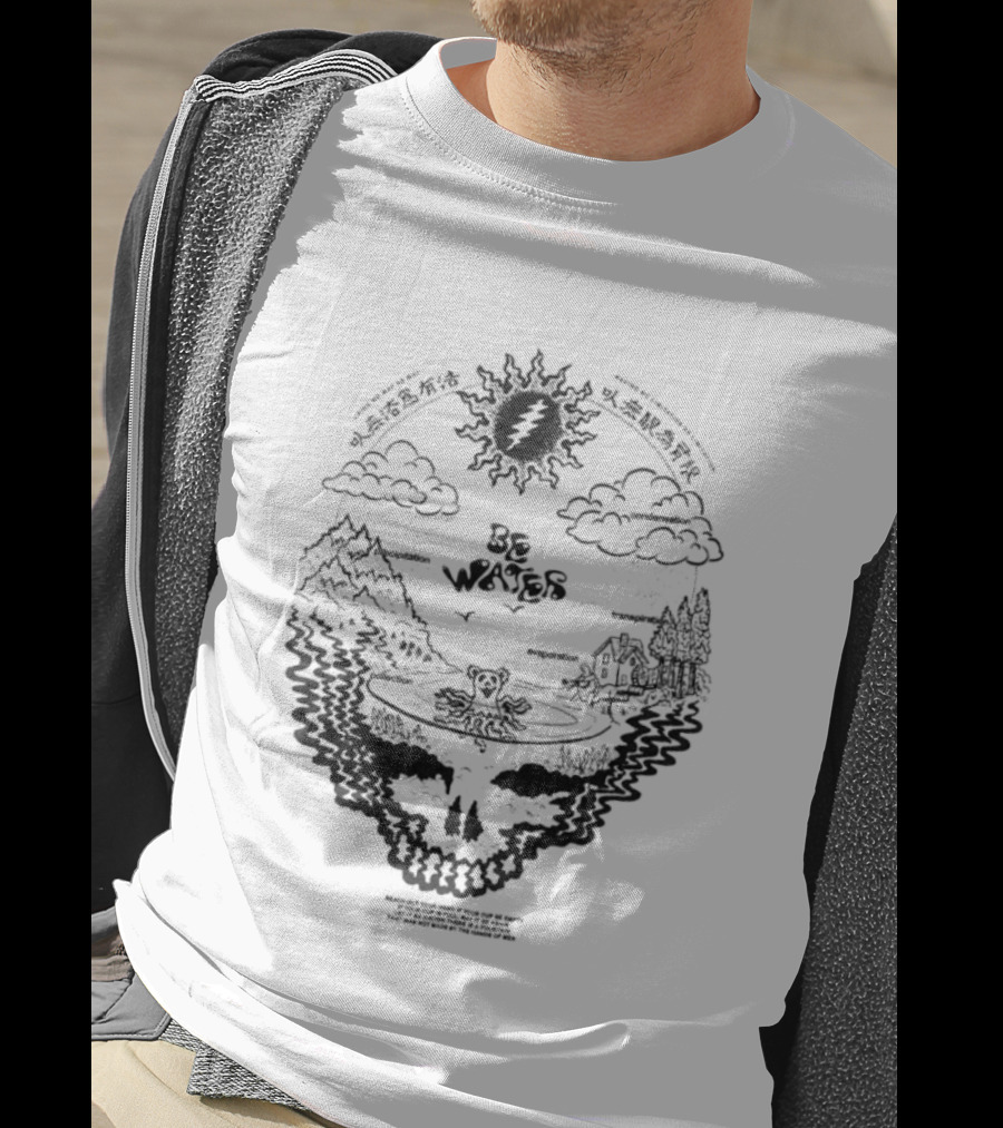 Grateful Dead Be Water Sunshine Steal Your Face Blossoms Skull Mountains Clouds T-Shirt