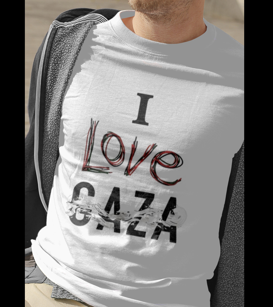 I Love Gaza Vintage Style Text T-Shirt