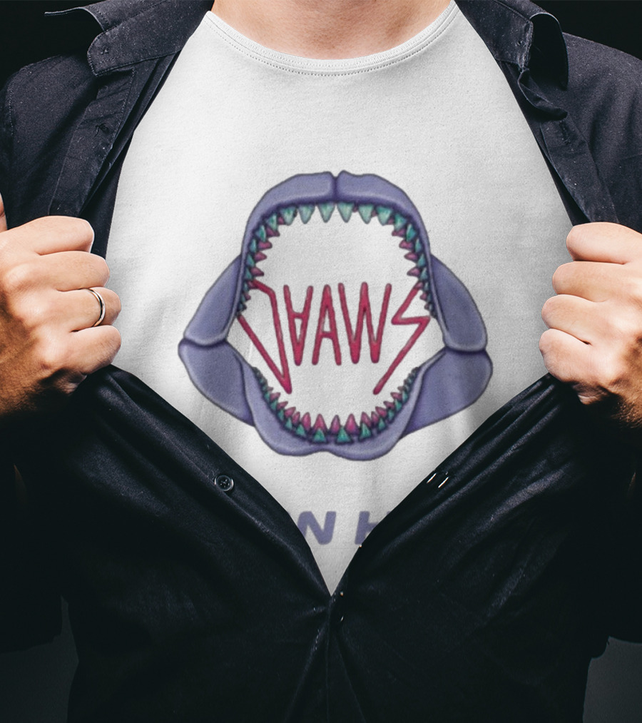 Ikan Hyu Jaaws Shark Teeth Logo Purple Zigzag T-Shirt