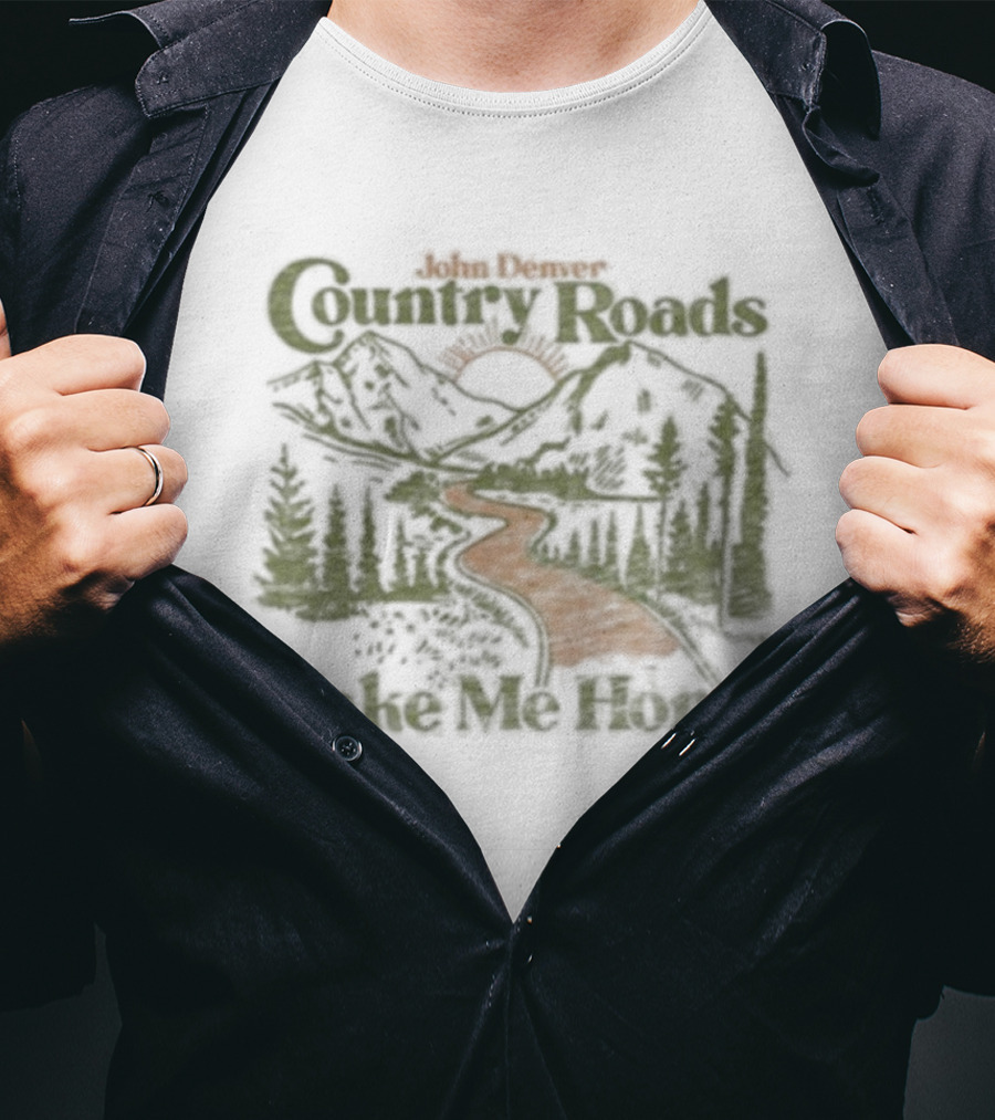 John Denver Country Roads Take Me Home Mountain Scene T-Shirt