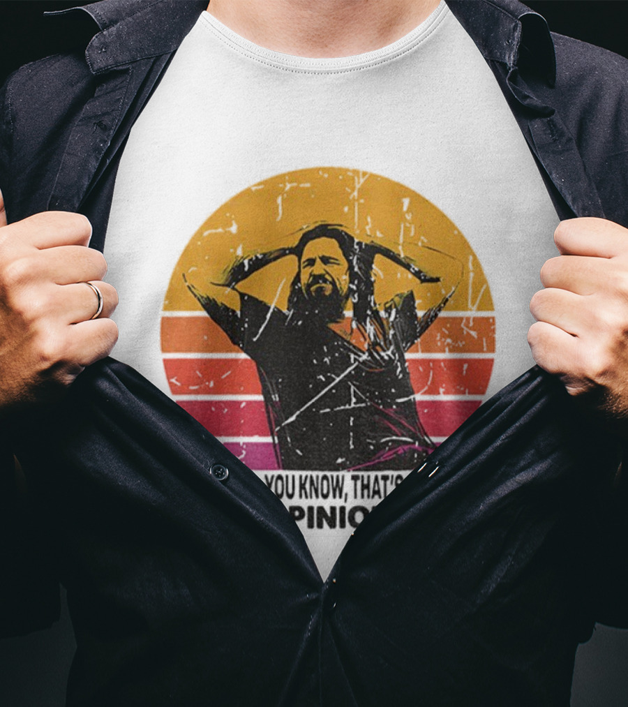 The Dude That's Just Like Your Opinion Man Big Lebowski Vintage Retro Sunset T-Shirt