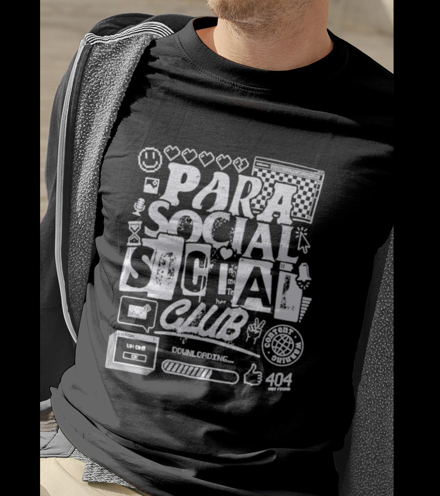 Parasocial Social Club Downloading 404 Icons Hearts T-Shirt