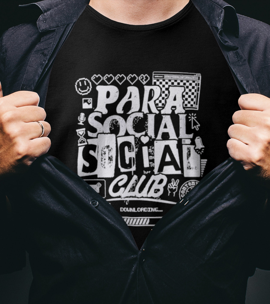 Parasocial Social Club Downloading 404 Icons Hearts T-Shirt