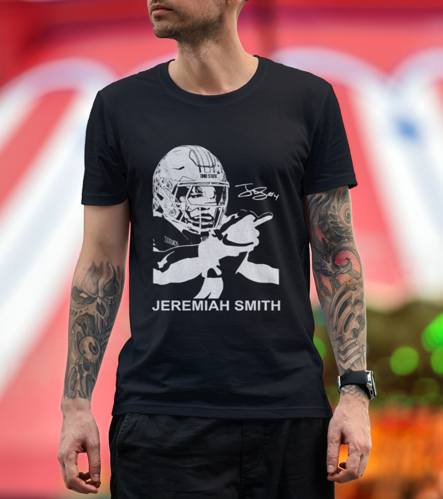 Jeremiah Smith Ohio State Buckeyes Signature Middle Finger Football Image T-Shirt