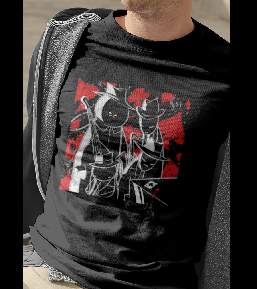 Midnight Crew Homestuck Noir Characters Poker Scene With Red Accent T-Shirt