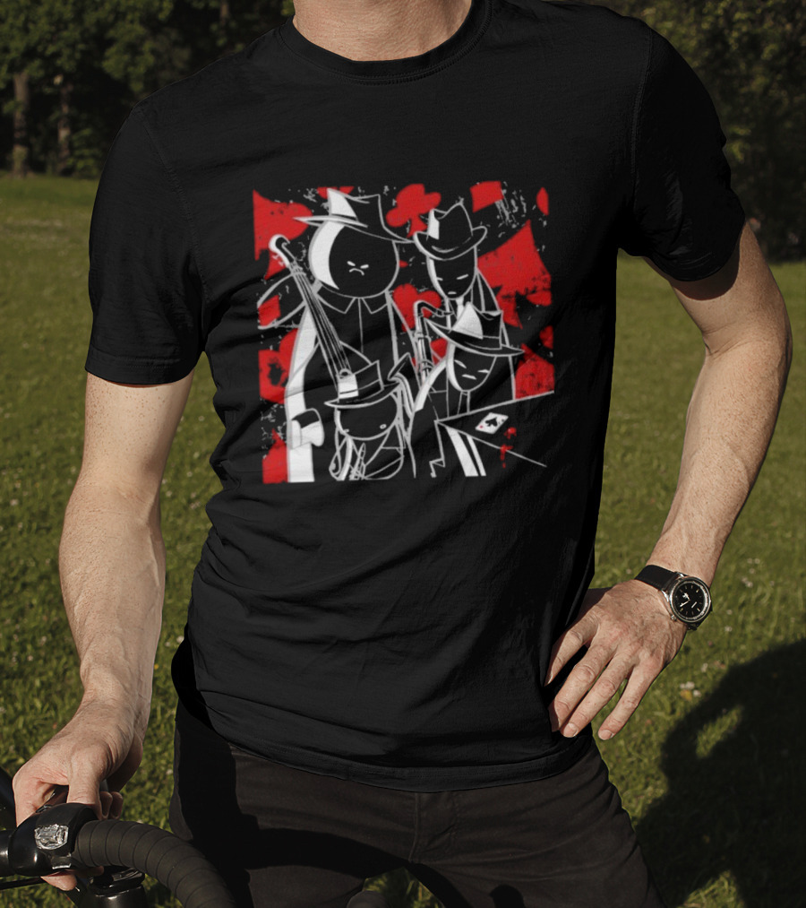 Midnight Crew Homestuck Noir Characters Poker Scene With Red Accent T-Shirt