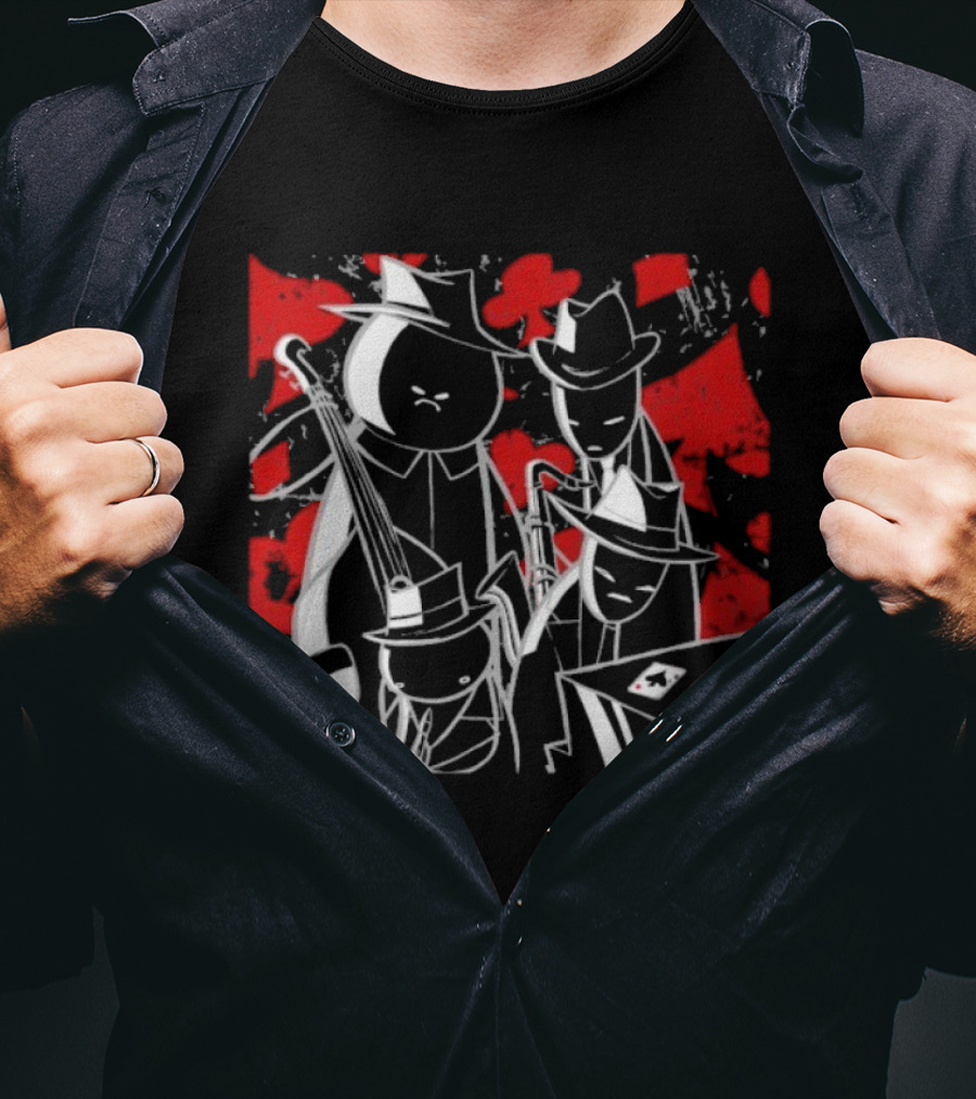Midnight Crew Homestuck Noir Characters Poker Scene With Red Accent T-Shirt