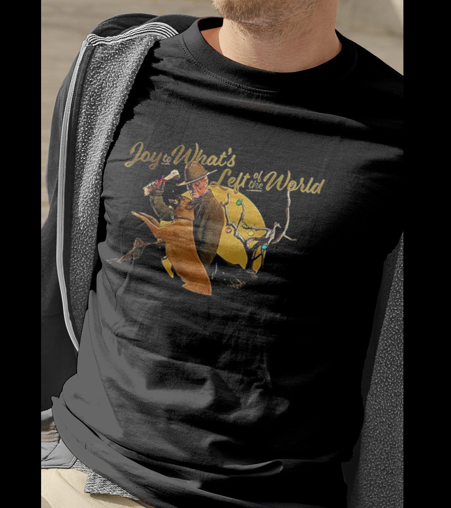 Joy To What’s Left Of The World Retro Detective Dog And Holiday Lights T-Shirt