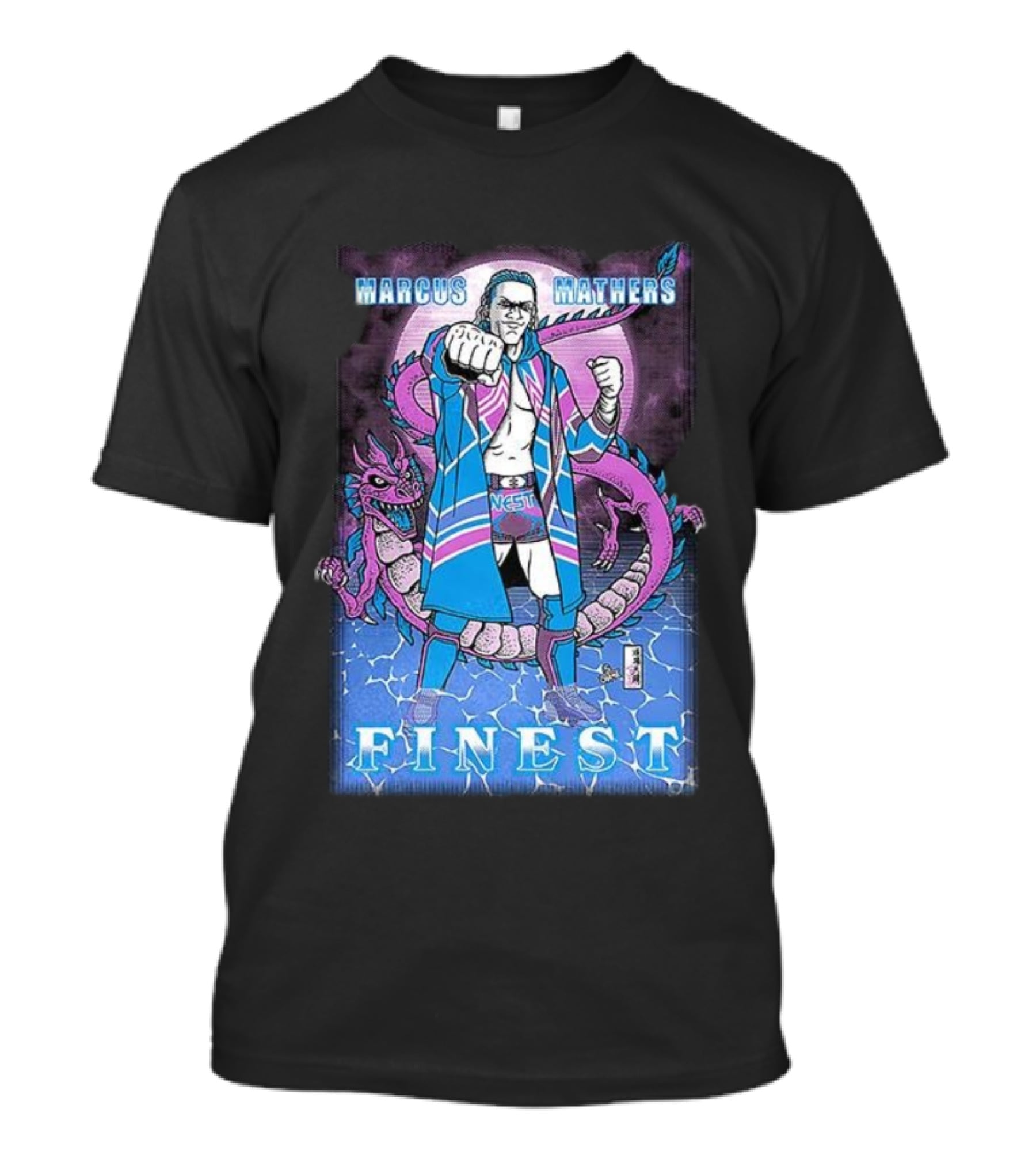 Marcus Mathers Finest Wrestler With Dragon And Purple Blue Costume T-Shirt