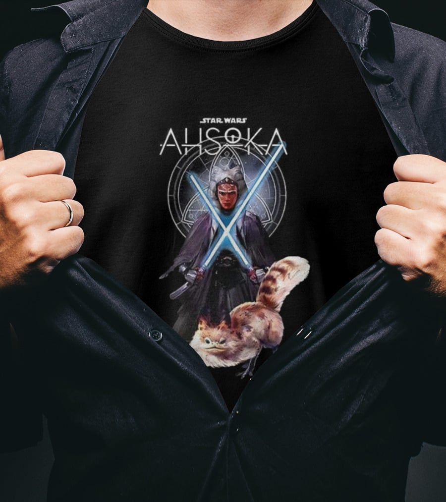 Ahsoka Star Wars Character Lightsabers And Loth-Cat T-Shirt