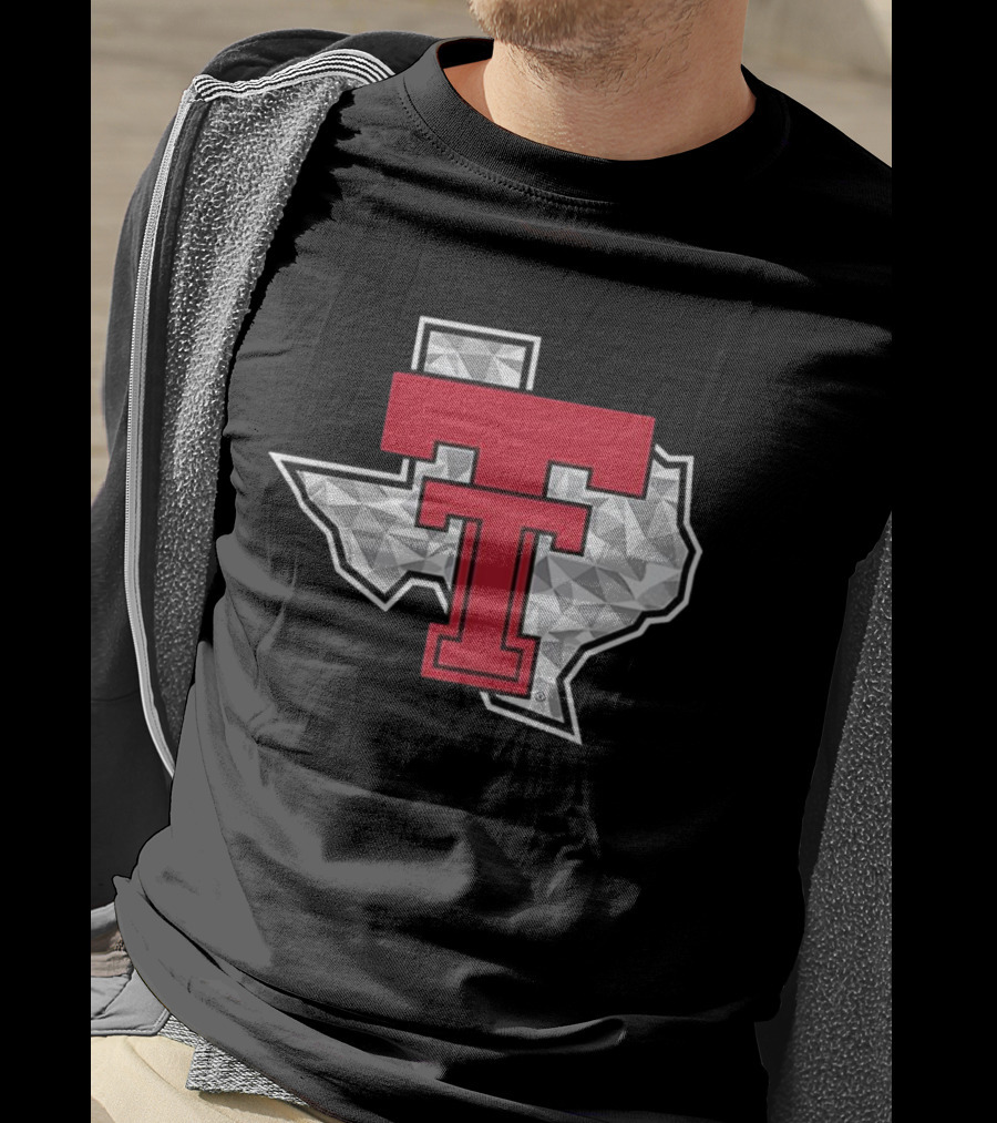 Texas Tech Red Raiders TT Emblem With Texas State Shape T-Shirt