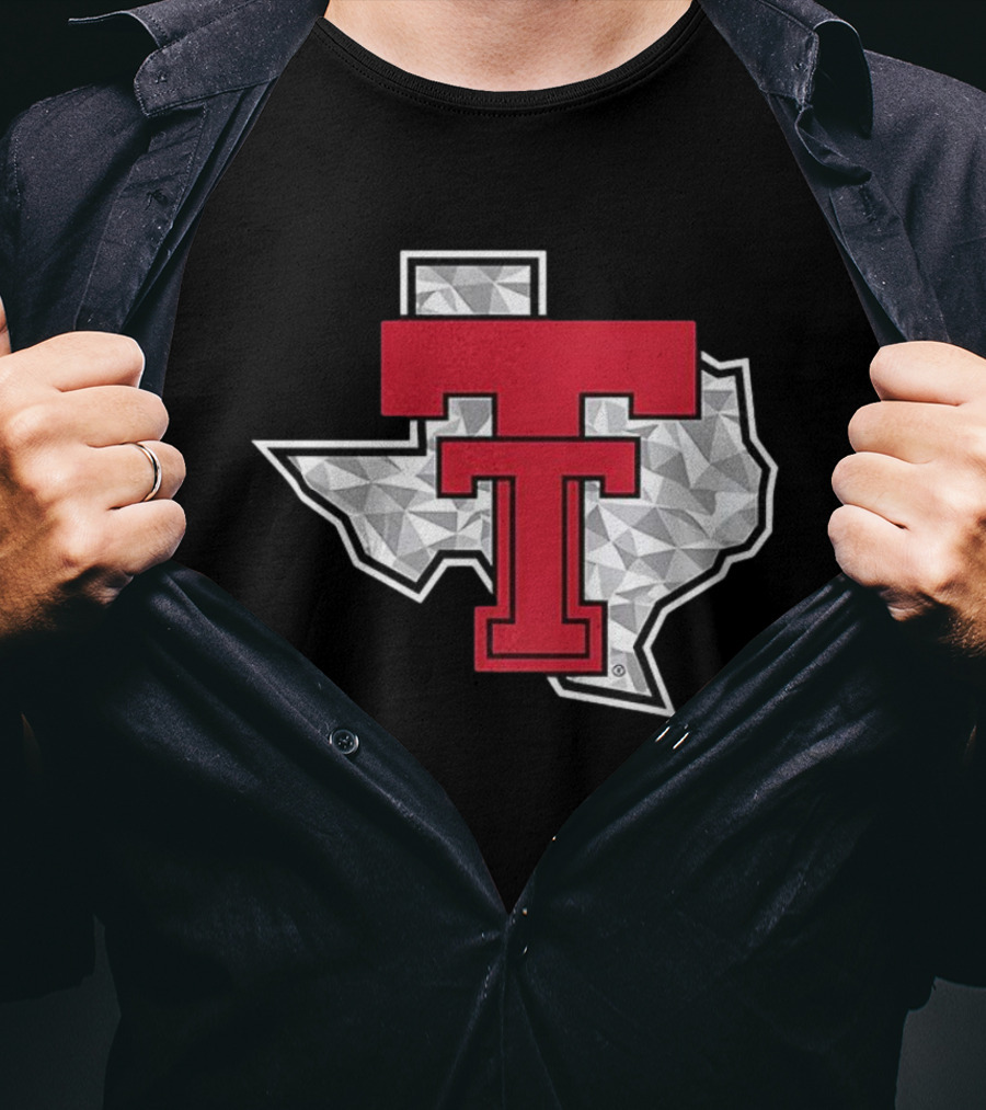 Texas Tech Red Raiders TT Emblem With Texas State Shape T-Shirt
