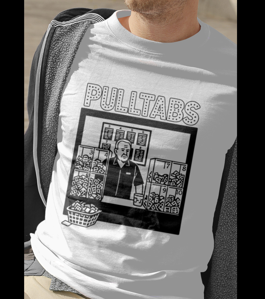 Minnesota Pull Tabs Comic Scene With Counter And Boxes T-Shirt