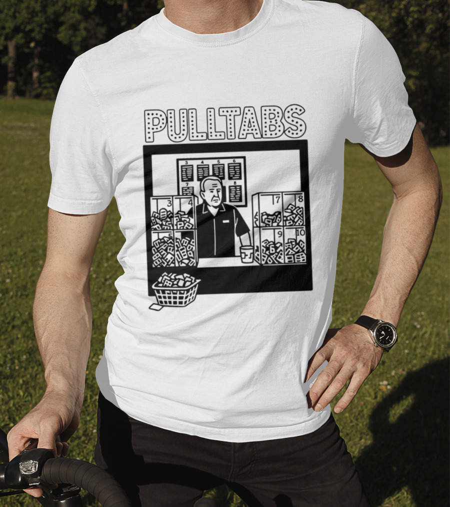 Minnesota Pull Tabs Comic Scene With Counter And Boxes T-Shirt
