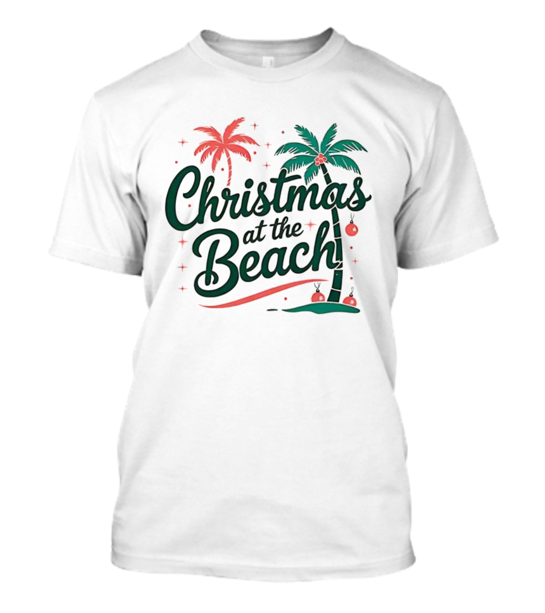 Christmas At The Beach Tropical Palm Trees Festive Holiday Vibes T-Shirt
