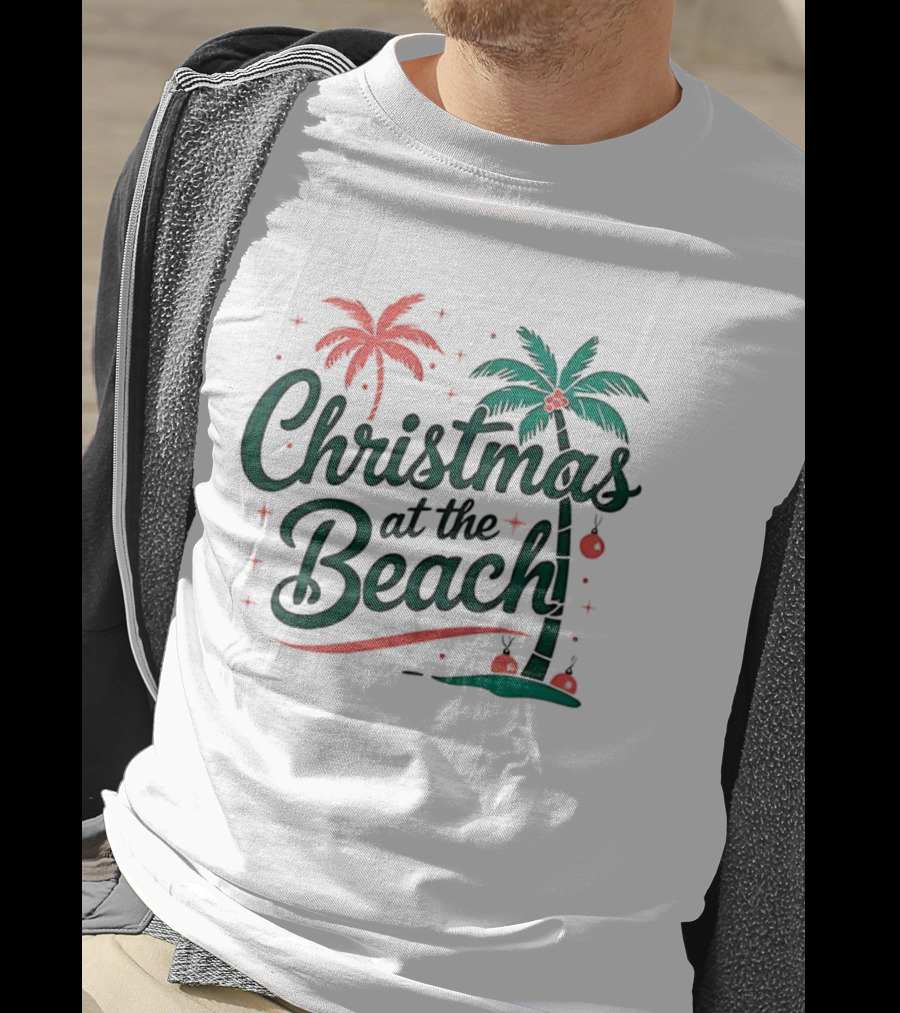 Christmas At The Beach Tropical Palm Trees Festive Holiday Vibes T-Shirt
