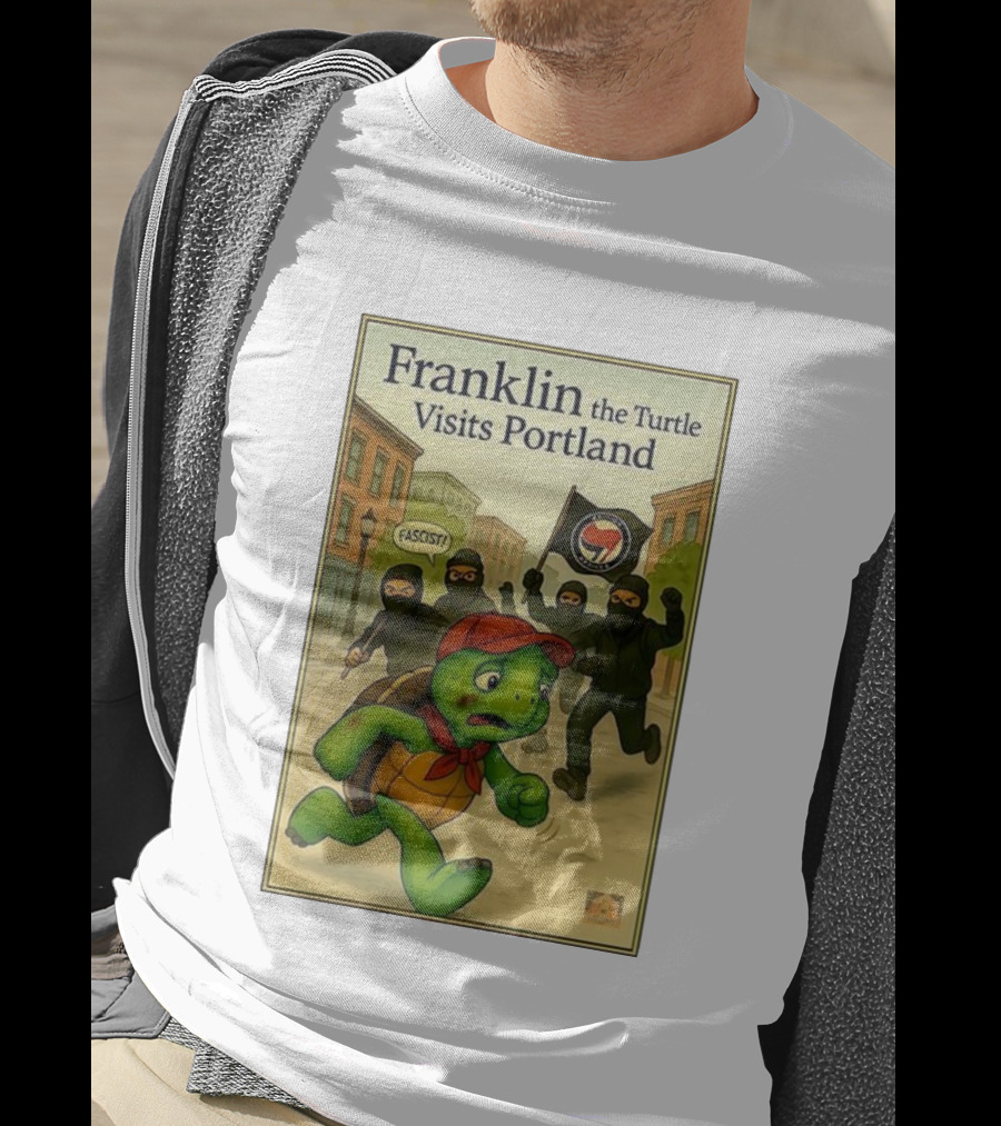 Franklin The Turtle Visits Portland Antifa Protest Scene T-Shirt