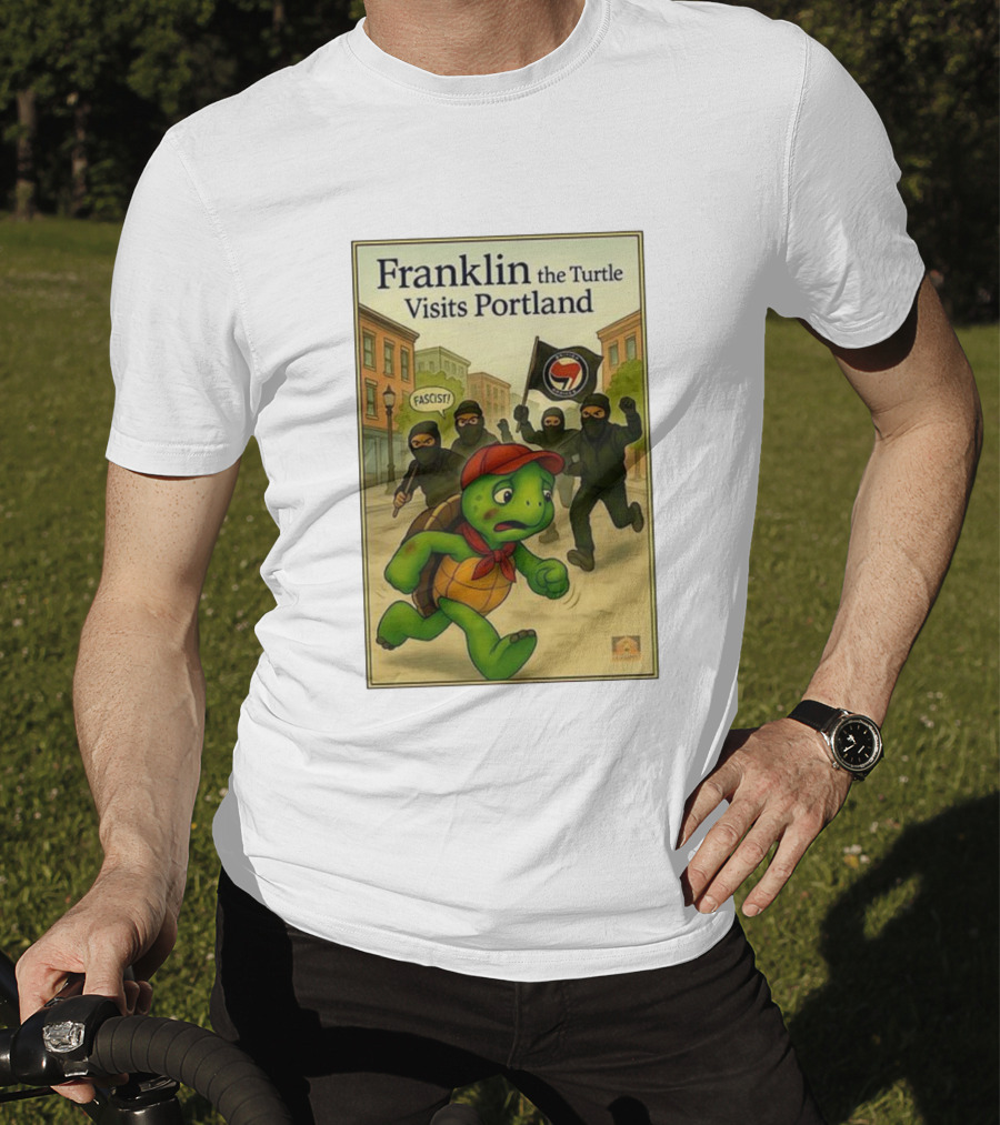Franklin The Turtle Visits Portland Antifa Protest Scene T-Shirt