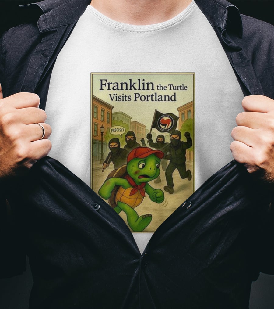 Franklin The Turtle Visits Portland Antifa Protest Scene T-Shirt