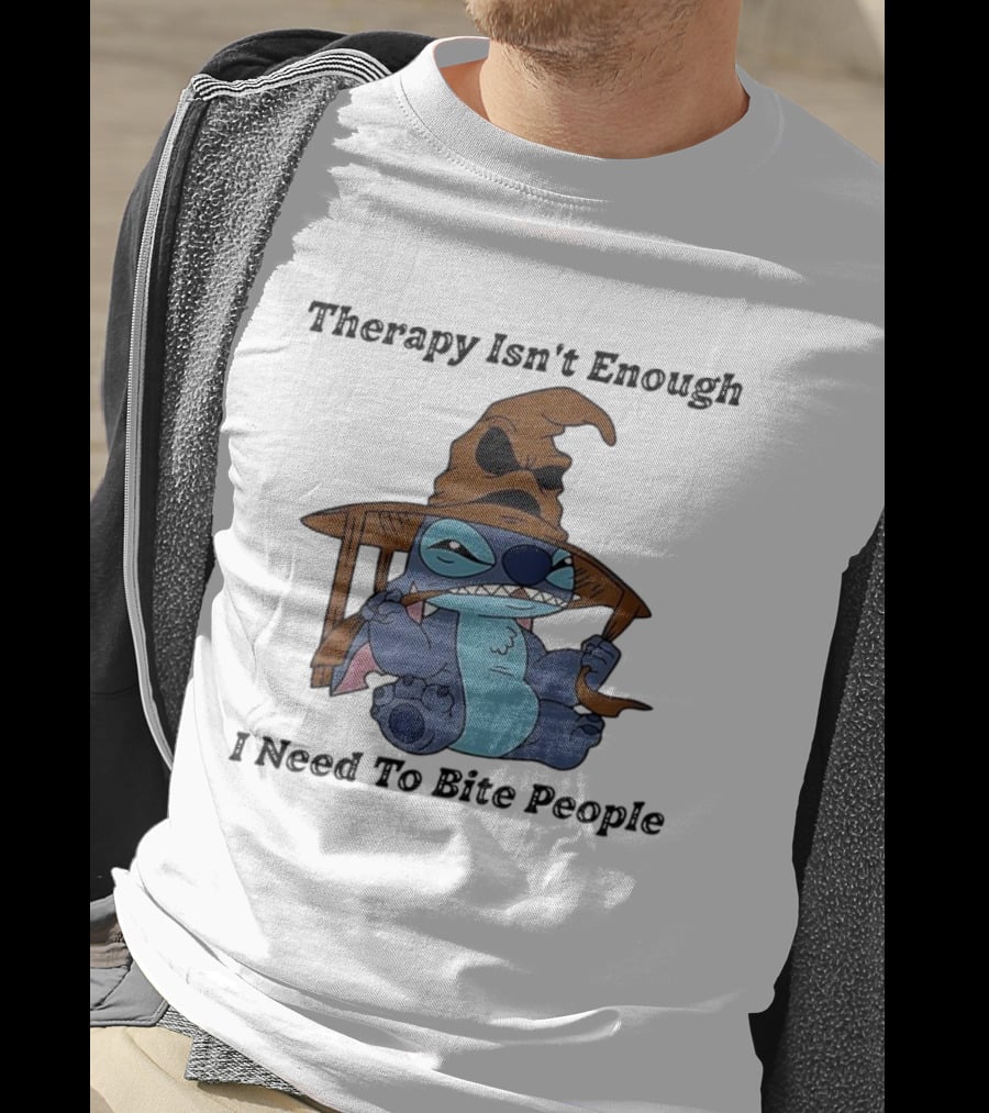 Therapy Isn't Enough I Need To Bite People Stitch Mood T-Shirt