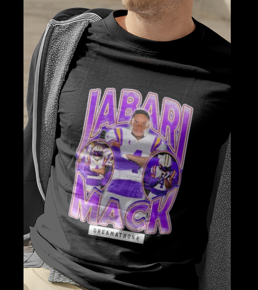 Jabari Mack Purple And White Dreamathon Football LSU Tigers T-Shirt