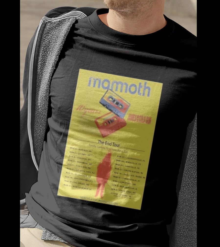 Mamoth The End Tour 2026 James And The Cold Gun 10 Years Tour Dates T-Shirt