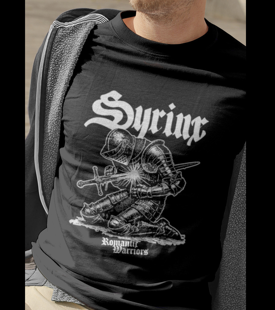 Syrinx Romantic Warriors Knight Sword Kneeling Medieval Armor T-Shirt