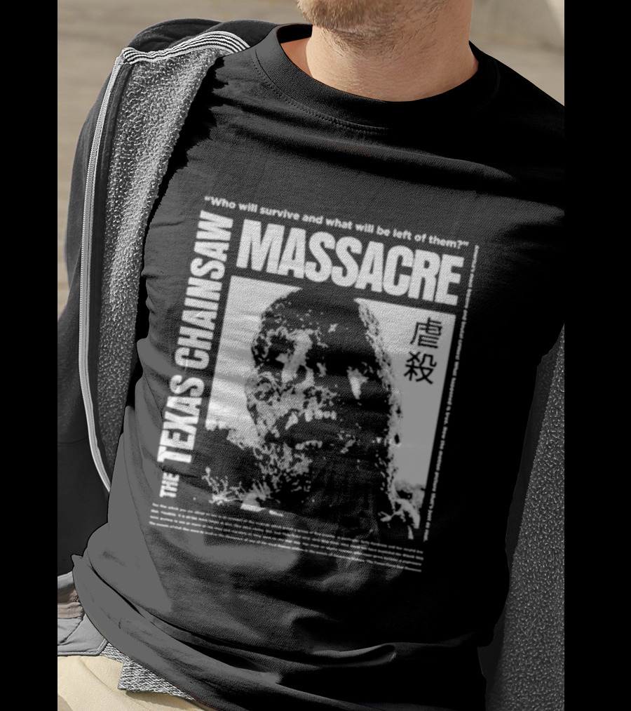 The Texas Chainsaw Massacre Who Will Survive What Will Be Left Of Them Drippy Corpse Japanese Text T-Shirt