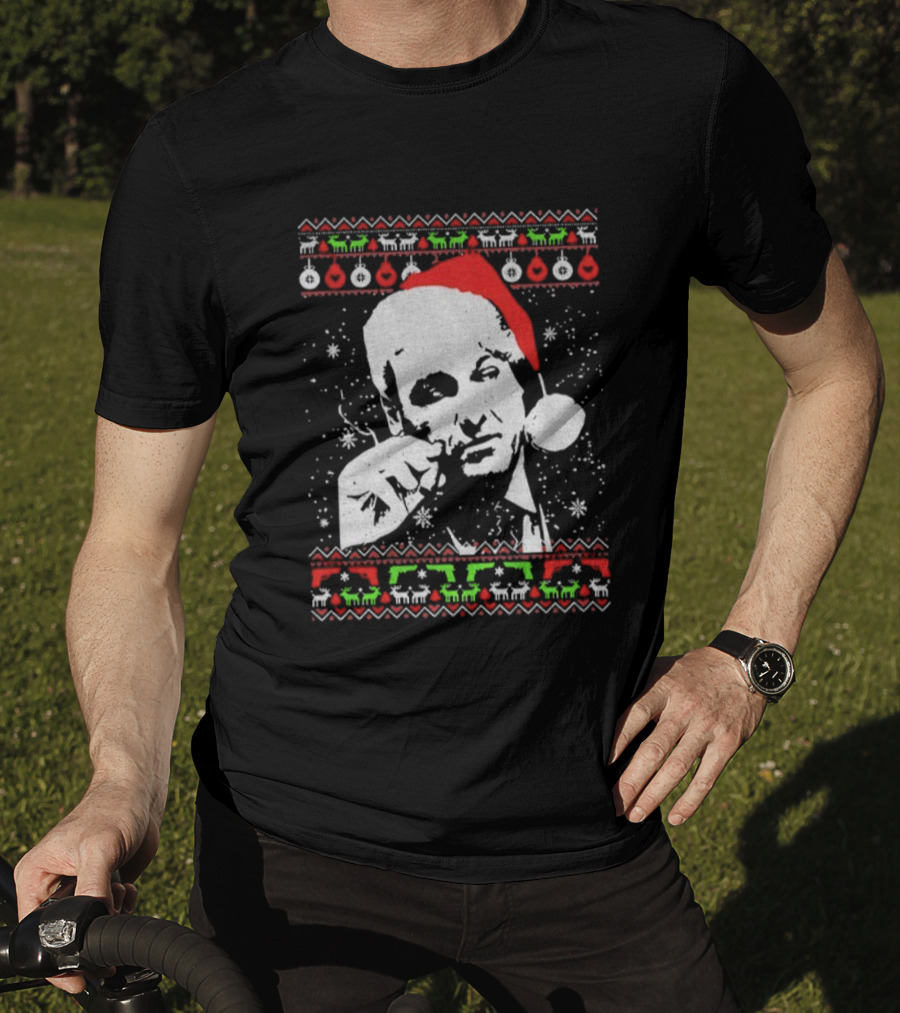 Tony Soprano Santa Hat Merry Christmas 2025 Vintage Ugly Sweater Style T-Shirt