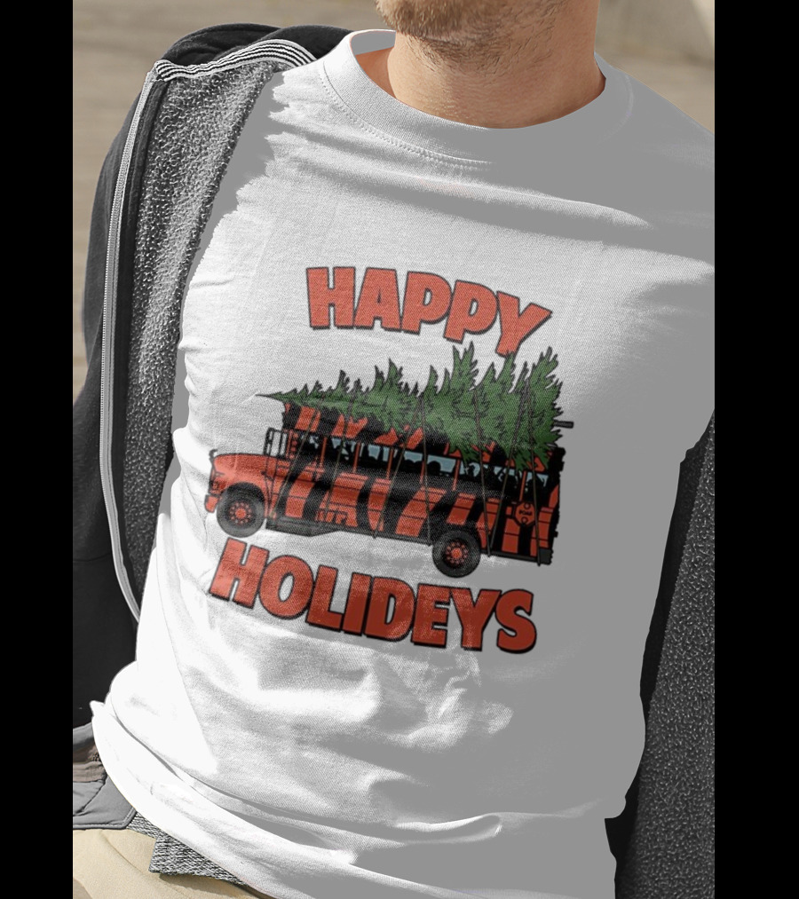 Cincinnati Bengals Happy Holidays Christmas School Bus T-Shirt
