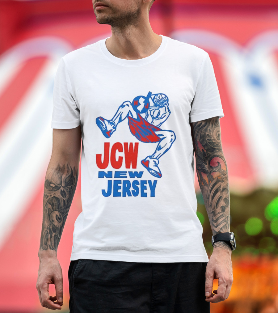 JCW New Jersey Basketball Dunking Figure Iconic Sports Style T-Shirt