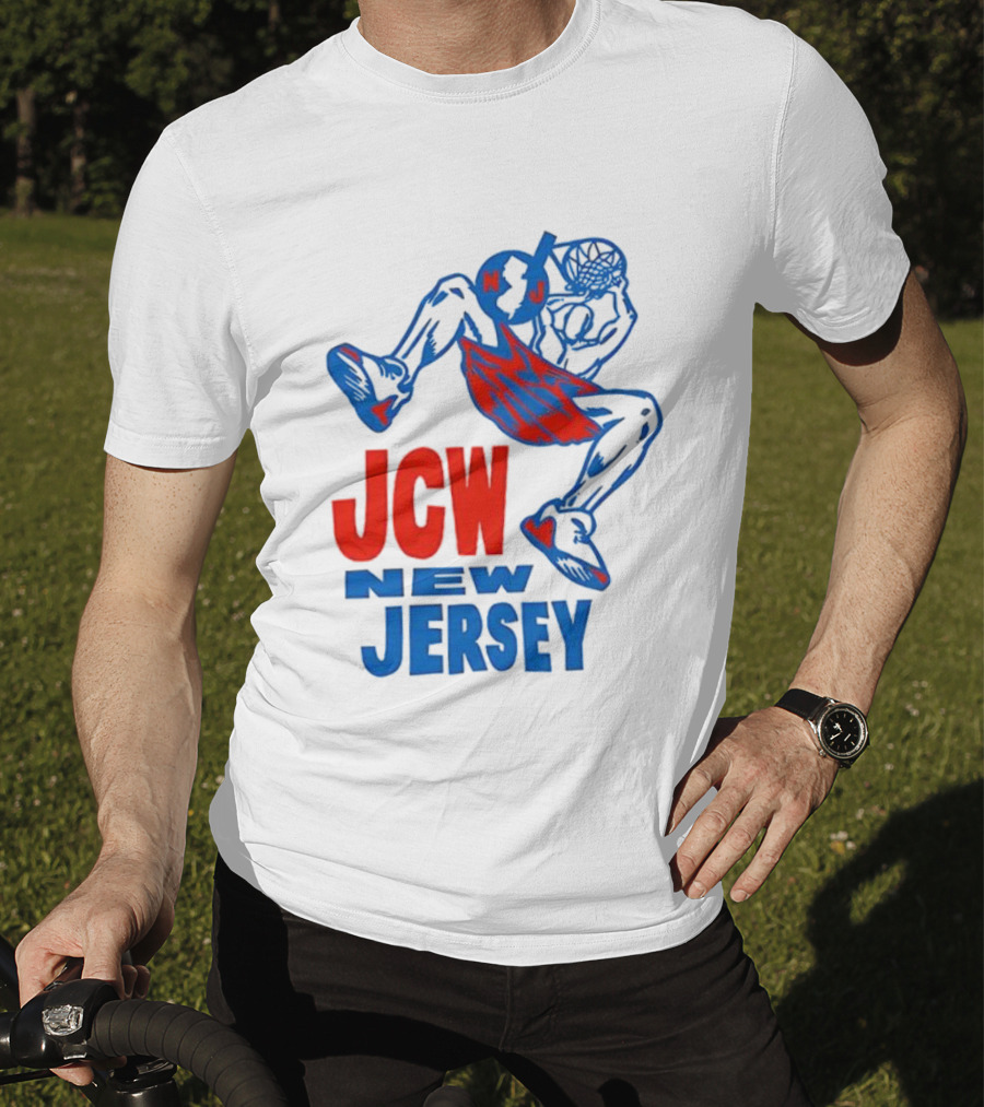 JCW New Jersey Basketball Dunking Figure Iconic Sports Style T-Shirt