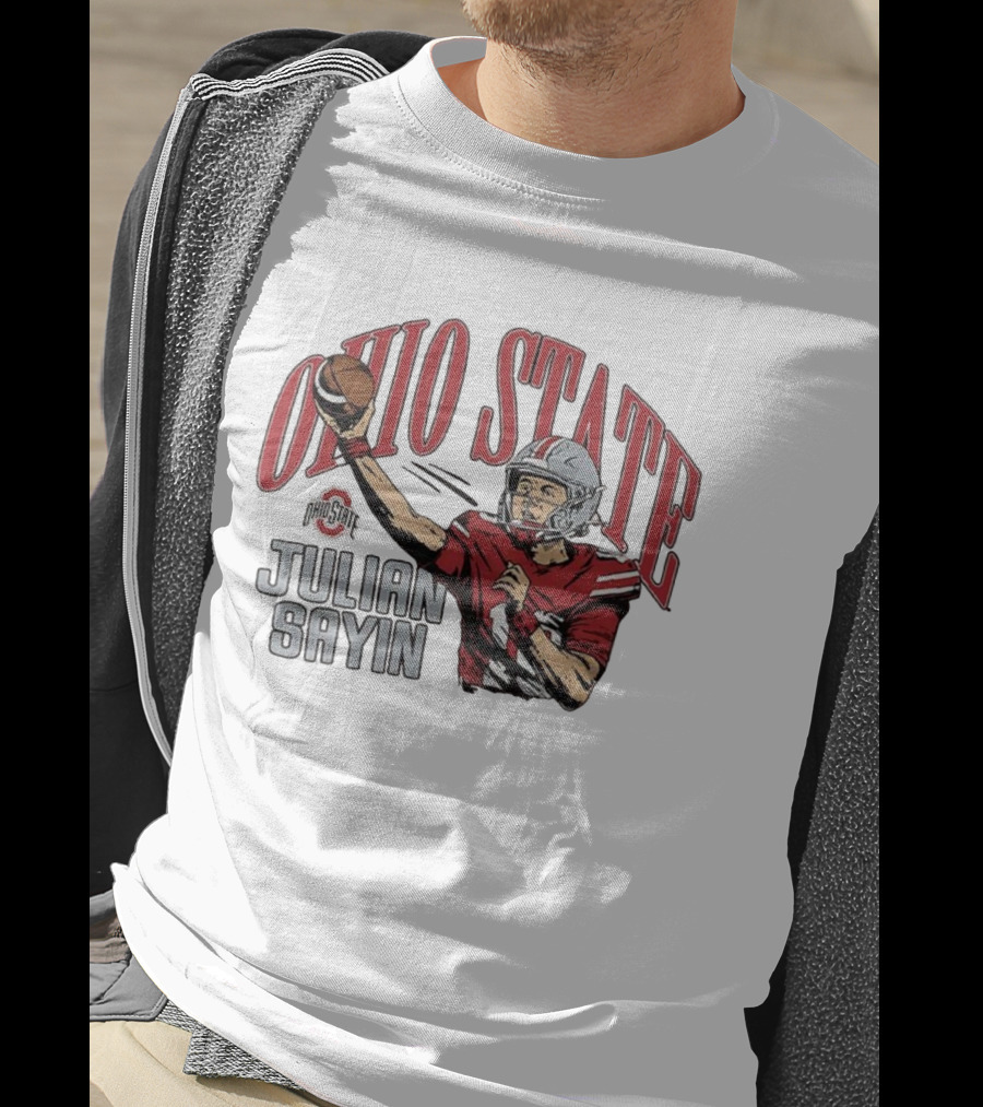 Ohio State Buckeyes Julian Sayin Football Throw Cartoon T-Shirt