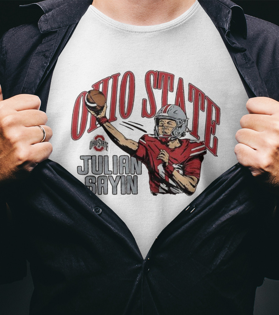 Ohio State Buckeyes Julian Sayin Football Throw Cartoon T-Shirt