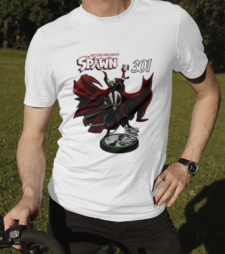 Record Breaking Spawn 301 Comic Iconic Red Cape Hero T-Shirt