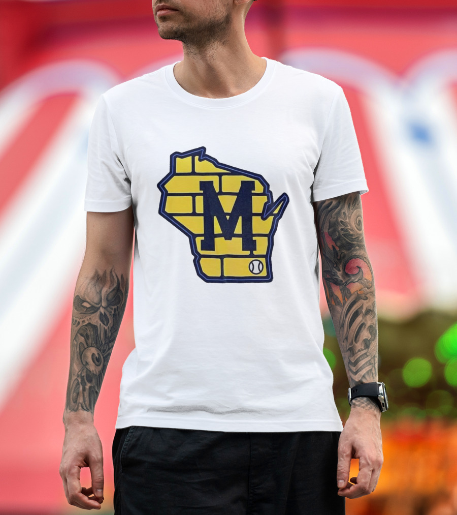 Milwaukee Brewers Wisconsin Brick M Baseball Icon T-Shirt