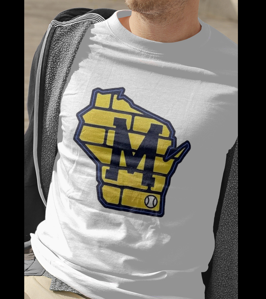 Milwaukee Brewers Wisconsin Brick M Baseball Icon T-Shirt